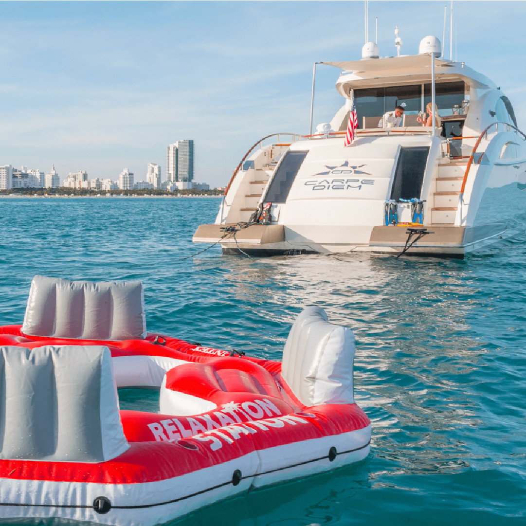 A luxurious yacht sailing on the vibrant waters of Miami, embodying the essence of a high-end Florida yachting experience.